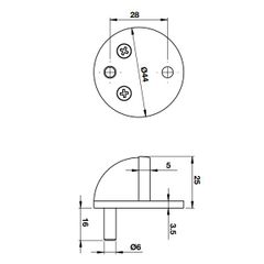 Chặn cửa bán nguyệt Hafele màu crom mờ 489.70.246