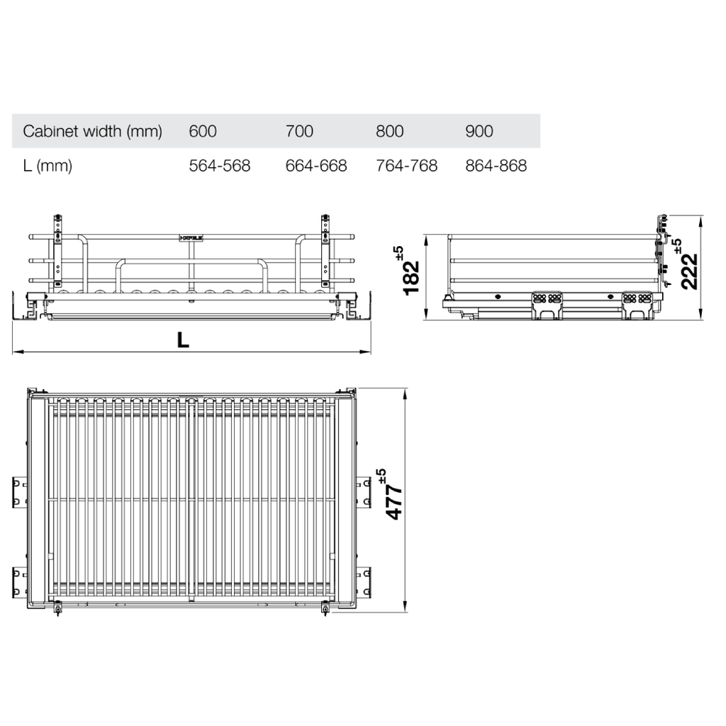 Giá xoong nồi Hafele 700mm Inox 304 549.04.055