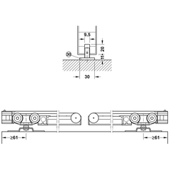 Phụ kiện cửa lùa giảm chấn và tự đóng 2 bên Hafele 941.02.039