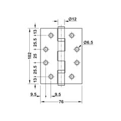 Bản lề lá DHB 2122, cho cửa phẳng, tải trọng 80kg 926.98.010