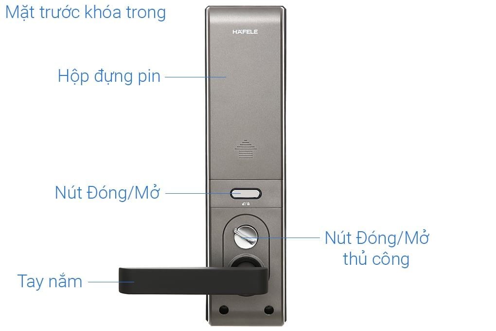 Khóa điện tử Häfele EL7500 912.05.717 - Màu xám/thân khóa lớn