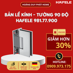 Bản lề Tường - Kính 90 độ màu Chrome bóng Hafele 981.77.900