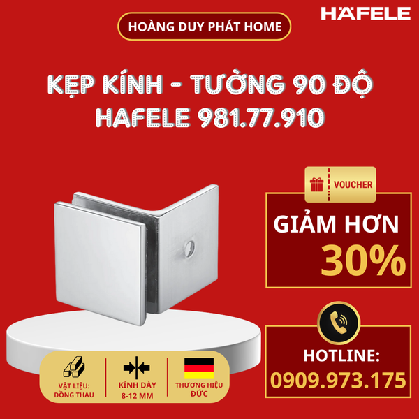 Kẹp Tường - Kính có bas Chrome bóng Hafele 981.77.910