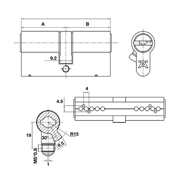 Ruột khoá Hafele 2 đầu chìa 71mm 489.56.001