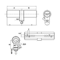 Ruột khoá Hafele 2 đầu chìa 71mm 489.56.001