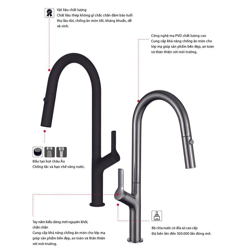 Vòi rửa chén Hafele HT25-SH1F449 Chrome bóng 570.85.043