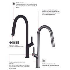 Vòi rửa chén Hafele HT25-SH1F449 Đen mờ 570.85.044