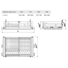 Kệ để chén đĩa Hafele 900mm Inox 304 549.04.047