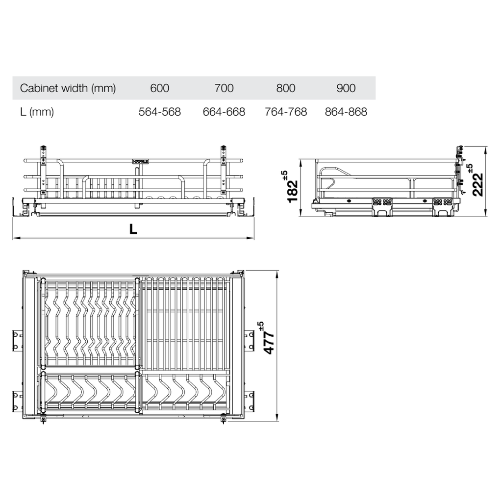 Kệ để chén đĩa Hafele 800mm Inox 304 549.04.046