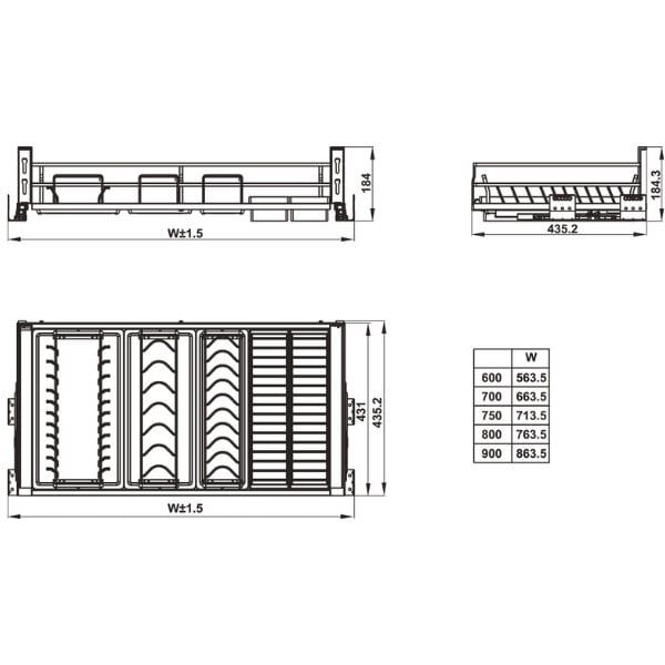 Kệ để chén đĩa Hafele 700mm Hafele 549.08.885
