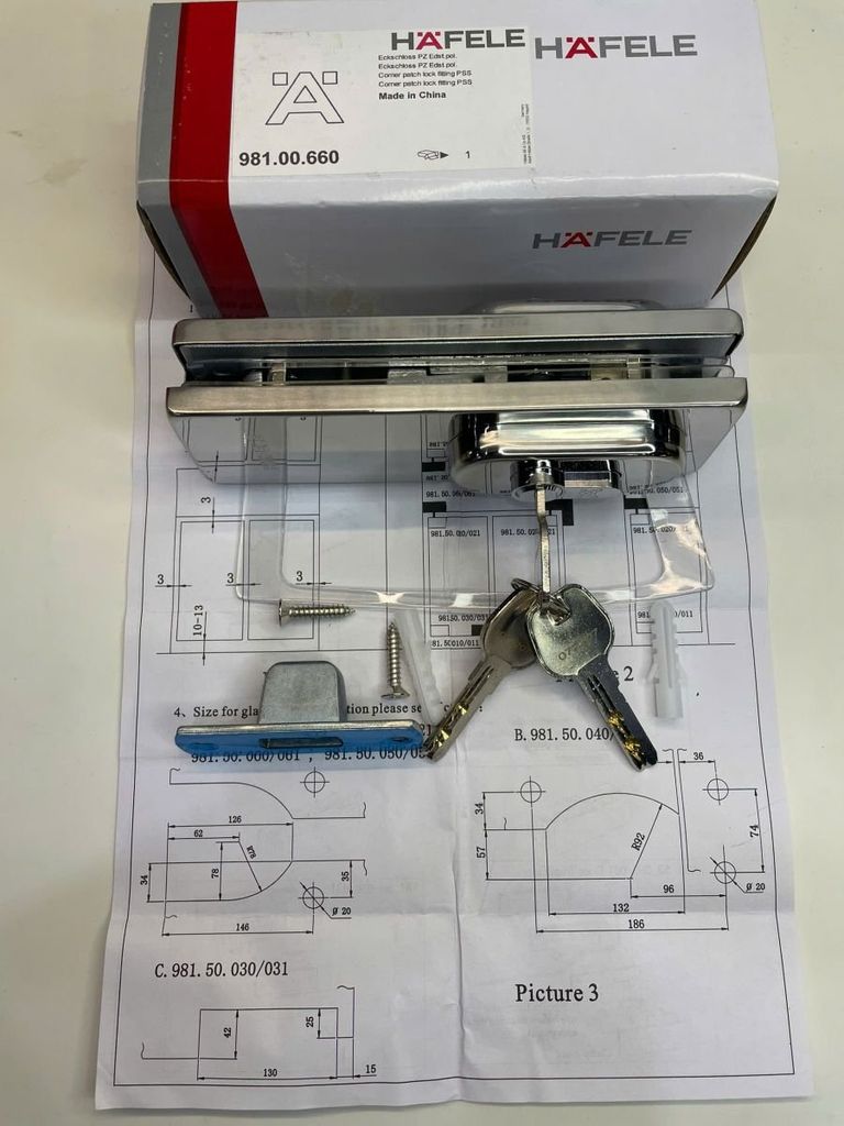 Kẹp khóa sàn Hafele màu Inox bóng 981.00.660