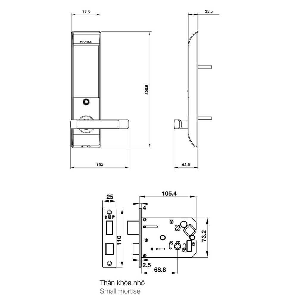Khóa điện tử Häfele DL7900-TCB màu xám thân nhỏ 912.05.646