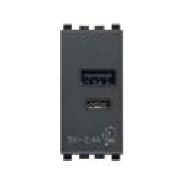 Cổng sạc USB A+C màu đen 985.56.082