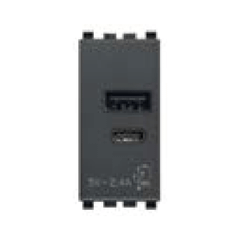 Cổng sạc USB A+C màu đen 985.56.082