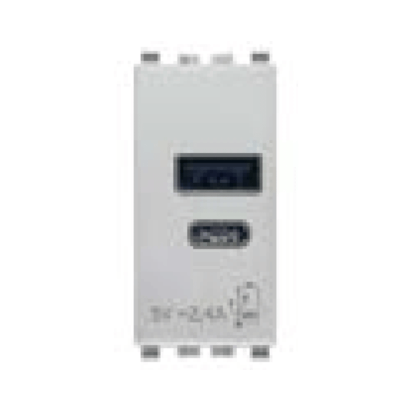 Cổng sạc USB A+C màu bạc 985.56.083