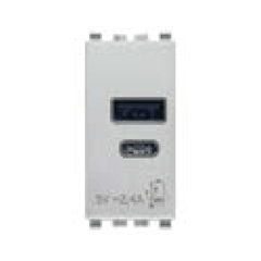 Cổng sạc USB A+C màu bạc 985.56.083