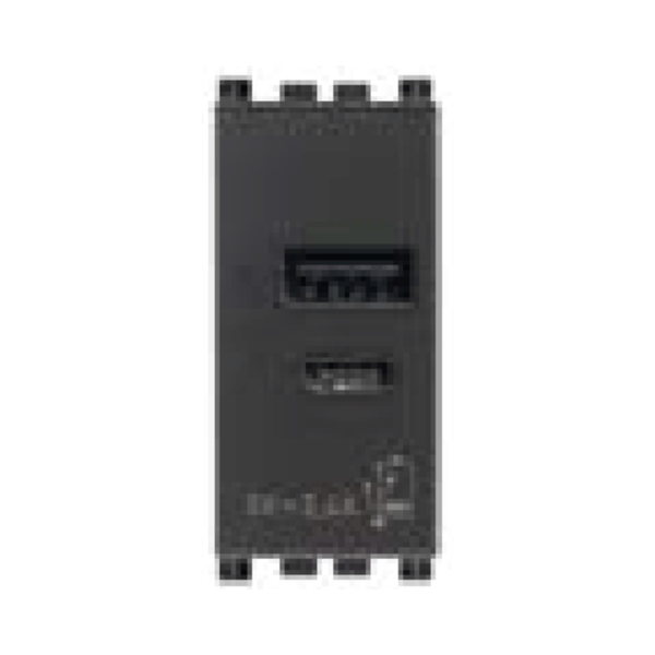 Cổng sạc USB A+C màu đen 985.56.028