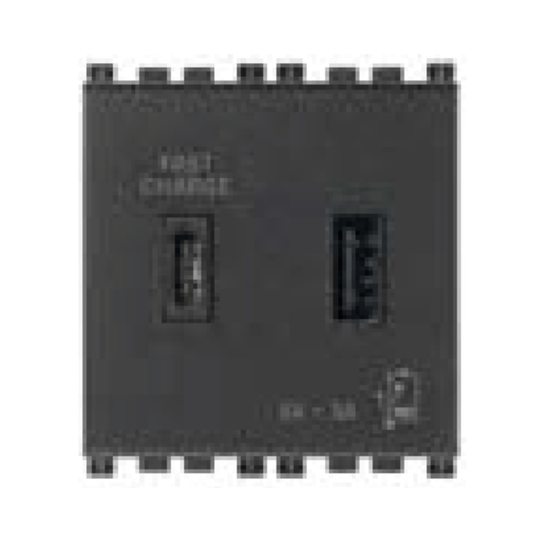 Cổng sạc USB A+C màu đen 985.56.037