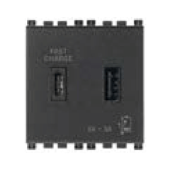 Cổng sạc USB A+C màu đen 985.56.037