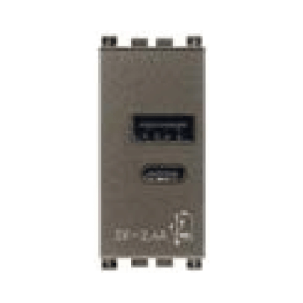 Cổng sạc USB A+C màu nâu 985.56.030