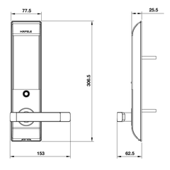 Khóa điện tử Häfele EL7500 912.05.728 - Màu vàng/thân khóa nhỏ