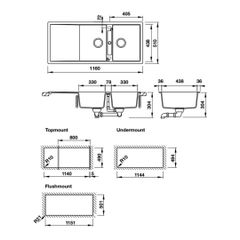 Chậu đá Hafele 1160mm HS20-GKD2S80 570.33.530