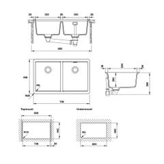 Chậu đá Hafele 750mm HS20-GEN2S80 570.30.310