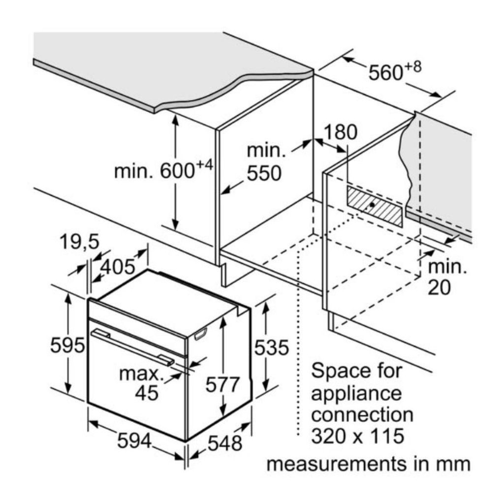 Lò nướng âm tủ Bosch 71L HBG633BS1A Series 8