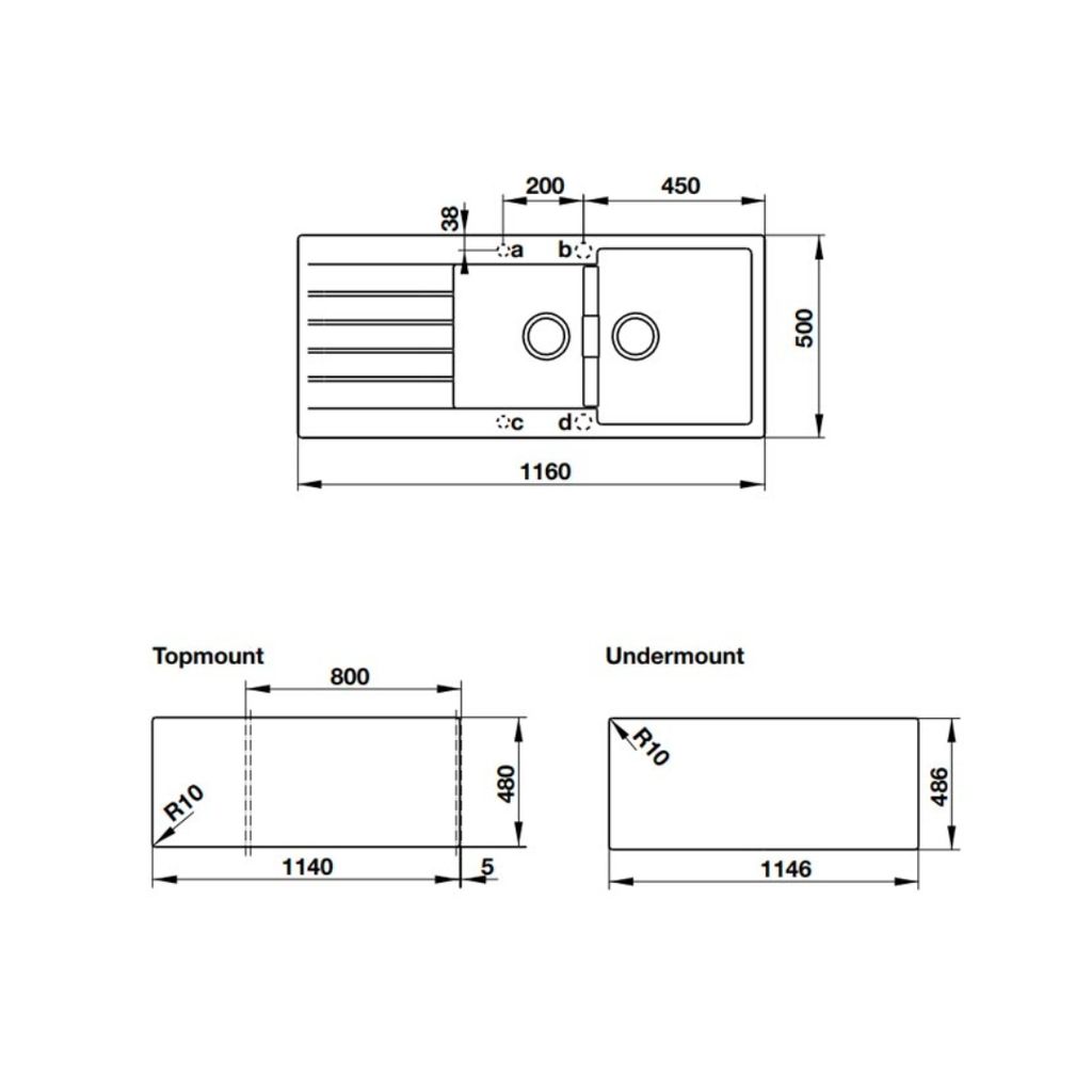 Chậu đá Hafele 1160mm HS19-GED2S80 màu kem 570.35.470