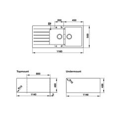Chậu đá Hafele 1160mm HS19-GED2S80 màu kem 570.35.470