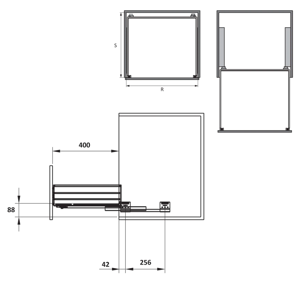 Rổ kéo chén đĩa kèm ống đựng đũa Cucina 800mm Inox 304 549.08.147