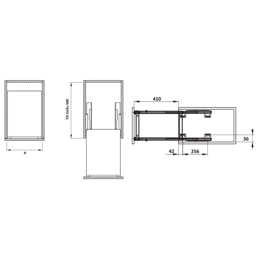 Rổ kéo để gia vị Cucina 300mm Inox 304 549.20.033