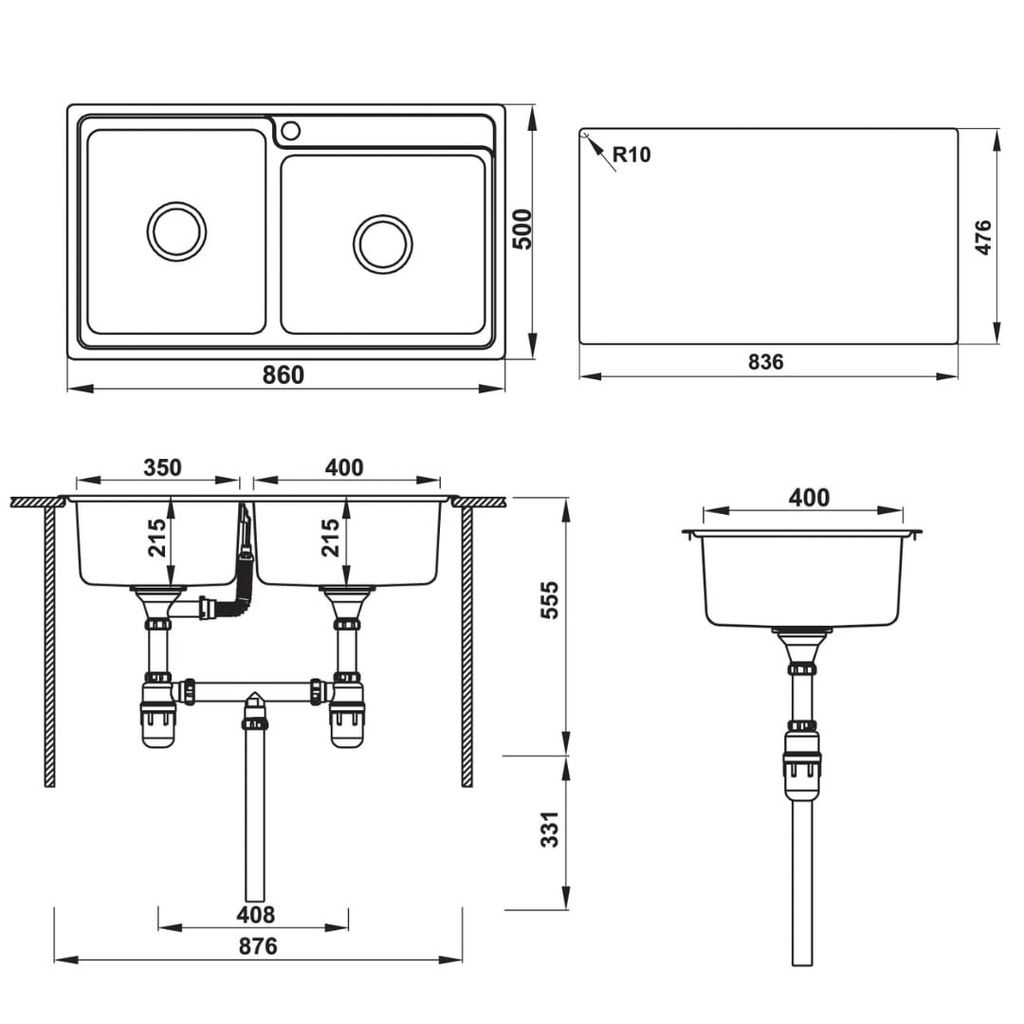 Combo Chậu bếp Hafele 567.20.586