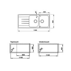 Chậu đá Hafele 1160mm HS18-GED2R80 570.35.460 màu kem