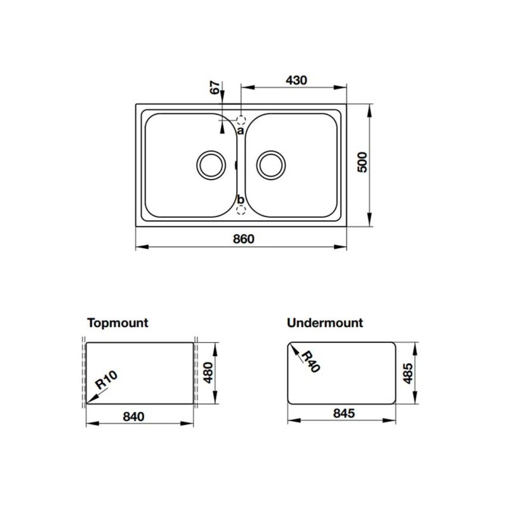 Chậu đá Hafele 860mm HS19-GEN2R90 570.35.380 màu đen