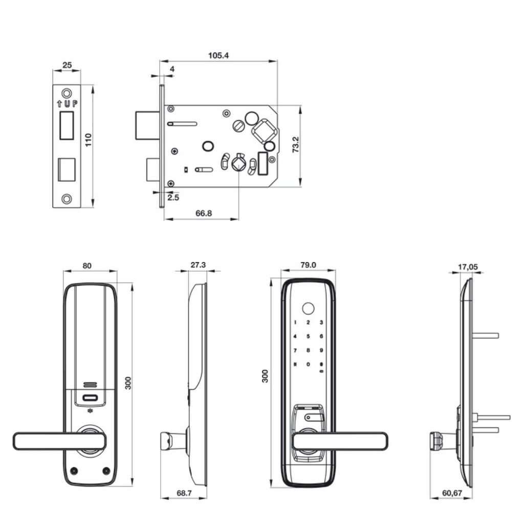 Khóa điện tử vân tay EL7800 TCS Hafele 912.05.763