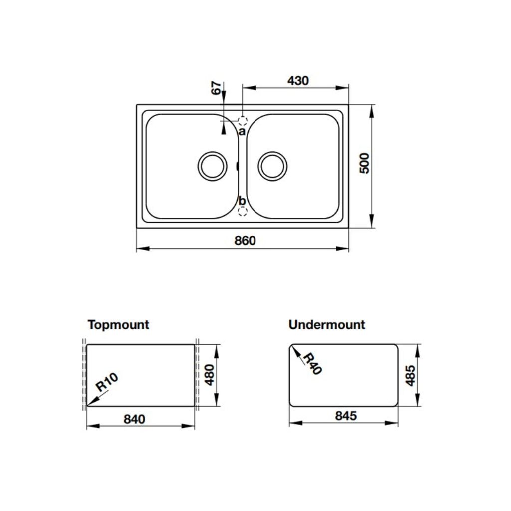 Chậu đá Hafele 860mm HS19-GEN2R90 570.35.580 màu xám