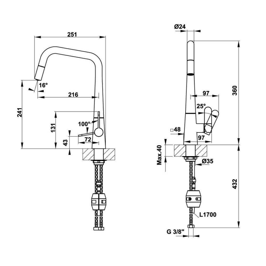 Vòi rửa chén Häfele Hydros HT20-CH1P241 570.82.220