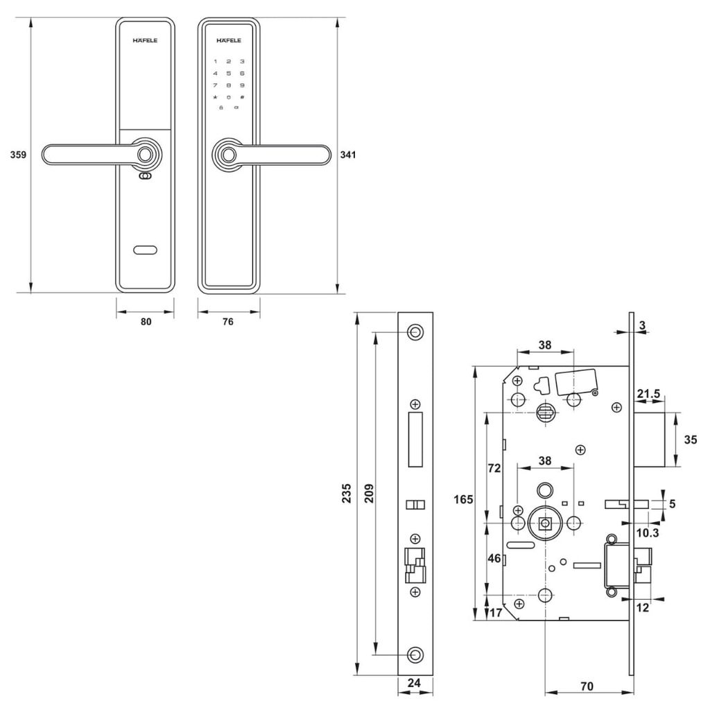 Khóa vân tay Hafele DL7600 912.20.230