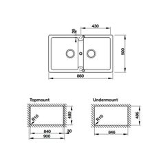 Chậu đá Hafele 860mm HS19-GEN2S90 570.36.300 màu đen