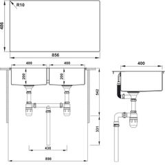 Chậu rửa chén Hafele 880mm HS20-SSN2S90 567.20.537