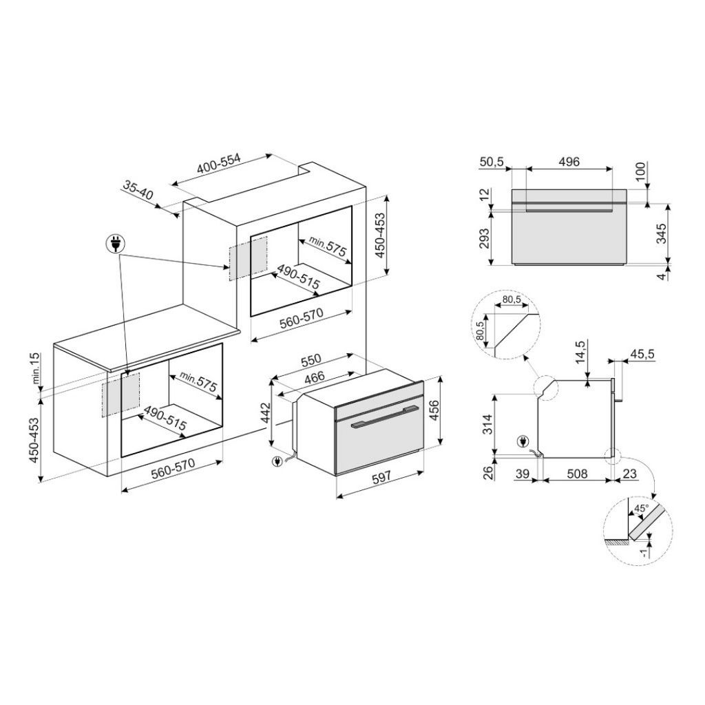 Lò vi sóng kết hợp nướng Smeg SF4104MCS / 536.64.612