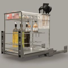 Rổ kéo để dao thớt, chai lọ Cucina 350mm Mạ Chrome 549.20.214