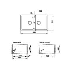 Chậu đá Hafele 860mm HS19-GEN2S90 570.36.400 màu kem