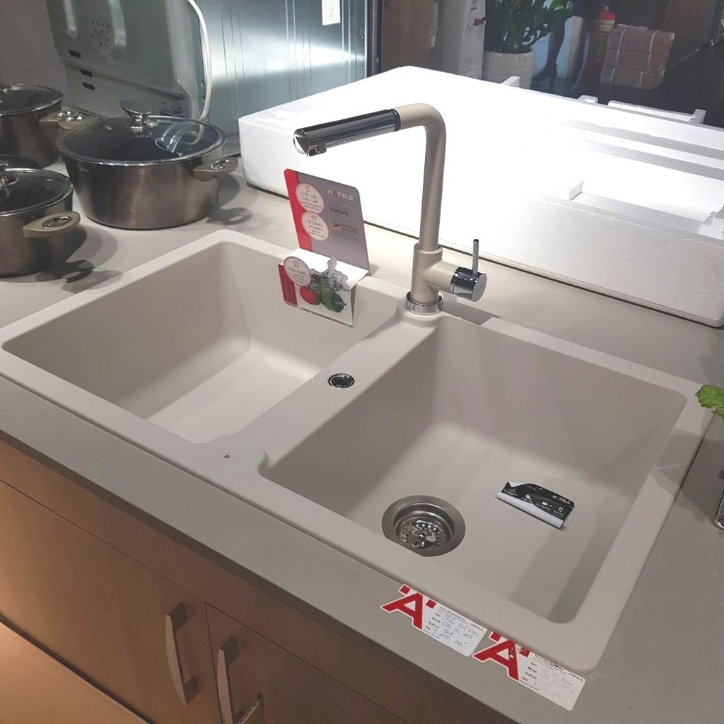 Chậu đá Hafele 860mm HS19-GEN2S90 570.36.400 màu kem