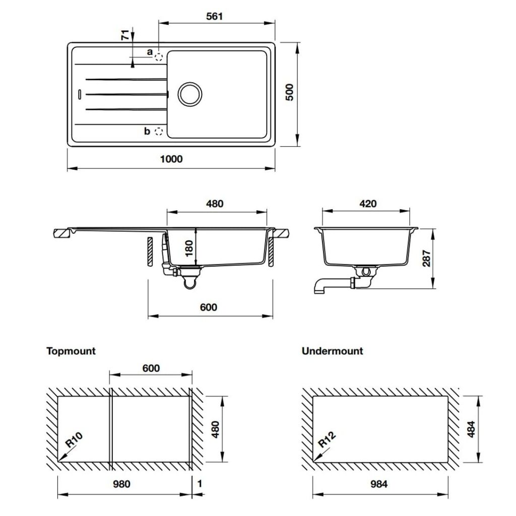 Chậu đá Hafele 1000mm HS-GSD10050 570.32.330