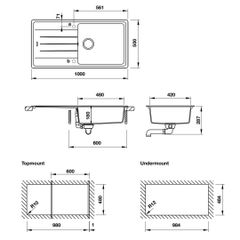 Chậu đá Hafele 1000mm HS-GSD10050 570.32.330