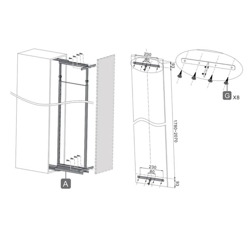 Rổ kéo Tủ đồ khô 5 tầng Hafele 400mm 548.93.133