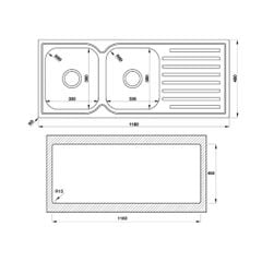 Chậu rửa chén Hafele 1180mm HS19-SSD2R90 567.23.030