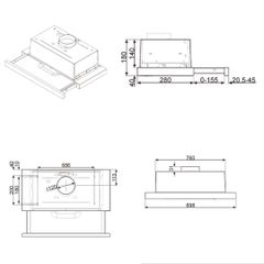 Máy hút mùi âm tủ Smeg 90cm KSET92E 536.84.872